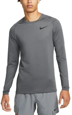 T-shirt Met Lange Mouwen Nike Pro Warm Sweatshirt Grau Schwarz F068
